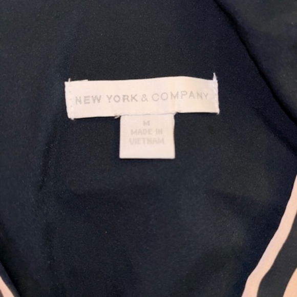 New York & Company Navy and White Striped Wrap High-Low Dress - Picture 4 of 5